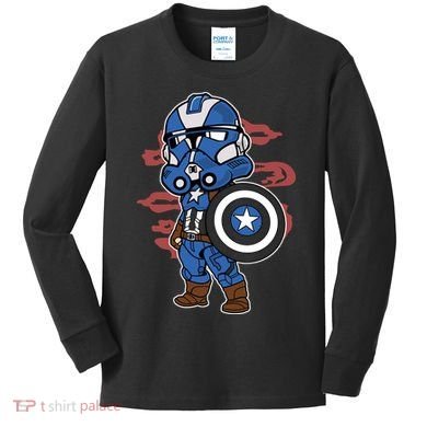 Captain Robotic Helmet Trooper Kids Long Sleeve Shirt