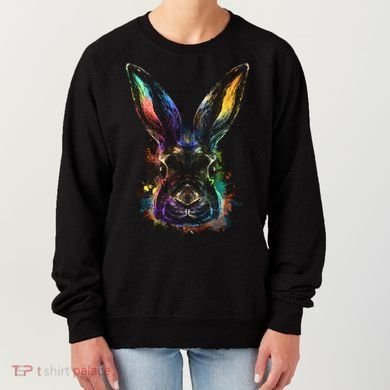 Colorful Rabbit Illustration Women's Sweatshirt