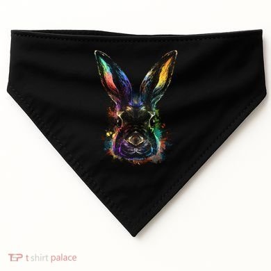 Colorful Rabbit Illustration USA-Made Doggie Bandana