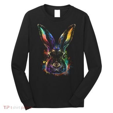 Colorful Rabbit Illustration Long Sleeve Shirt