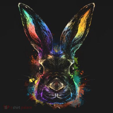Colorful Rabbit Illustration Tie-Dye T-Shirt