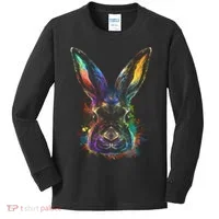 Colorful Rabbit Illustration Kids Long Sleeve Shirt thumb 0