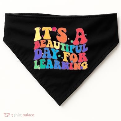 Colorful Retro It's A Beautiful Day For Learning USA-Made Doggie Bandana