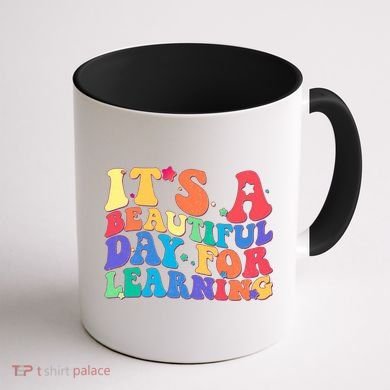 Colorful Retro It's A Beautiful Day For Learning Coffee Mug back