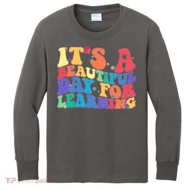 Colorful Retro It's A Beautiful Day For Learning Kids Long Sleeve Shirt