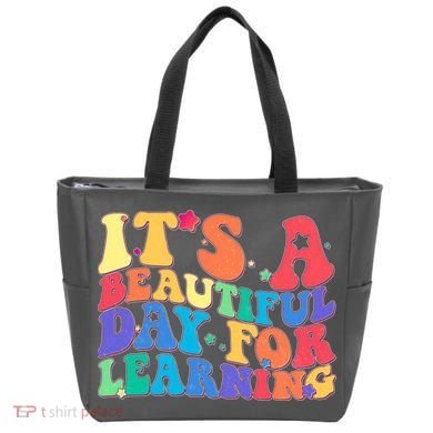 Colorful Retro It's A Beautiful Day For Learning Tote Bag
