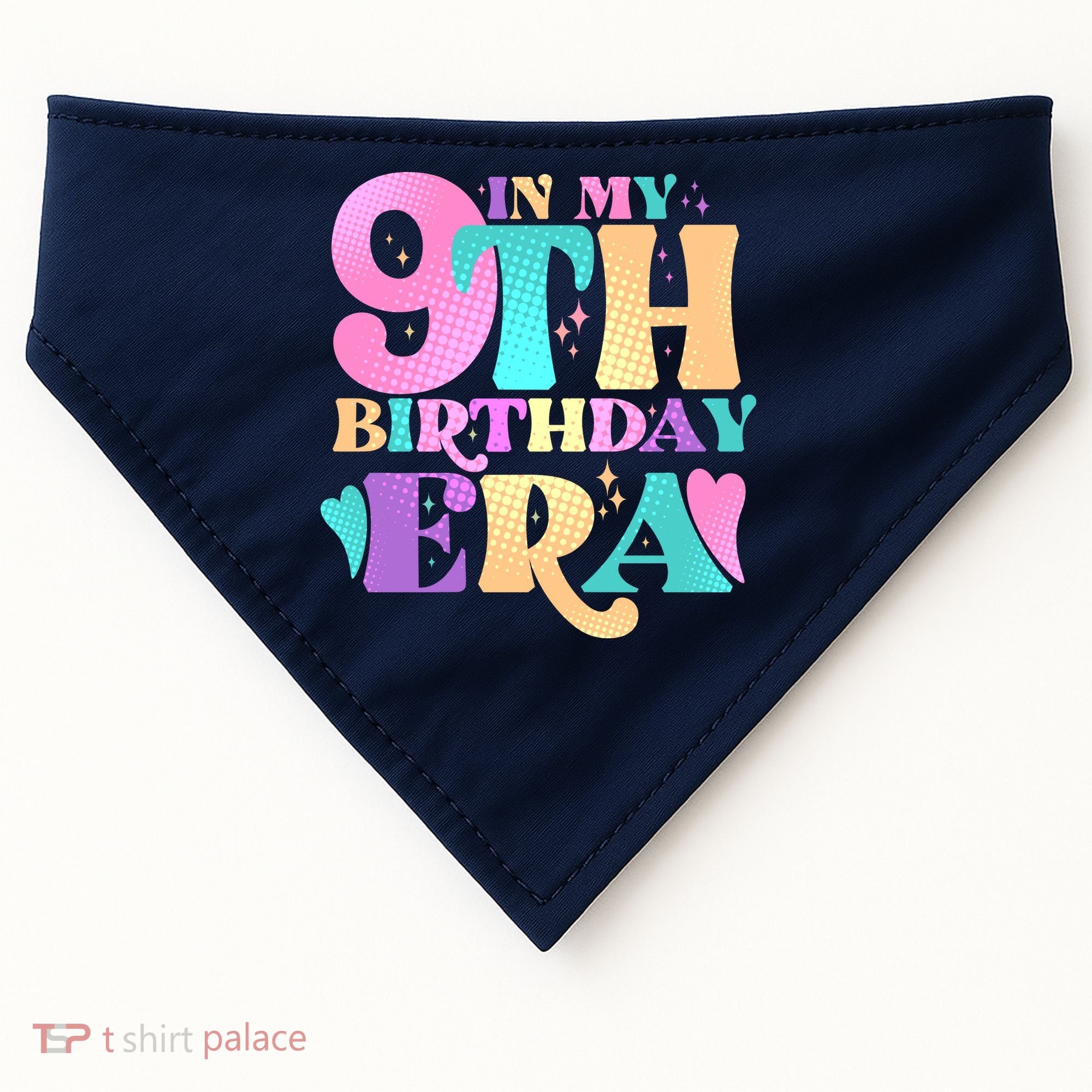 Cute Retro In My 9th Birthday Era USA-Made Doggie Bandana
