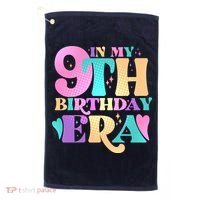 Cute Retro In My 9th Birthday Era Golf Towel thumb 0