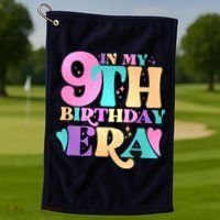 Cute Retro In My 9th Birthday Era Golf Towel thumb 1