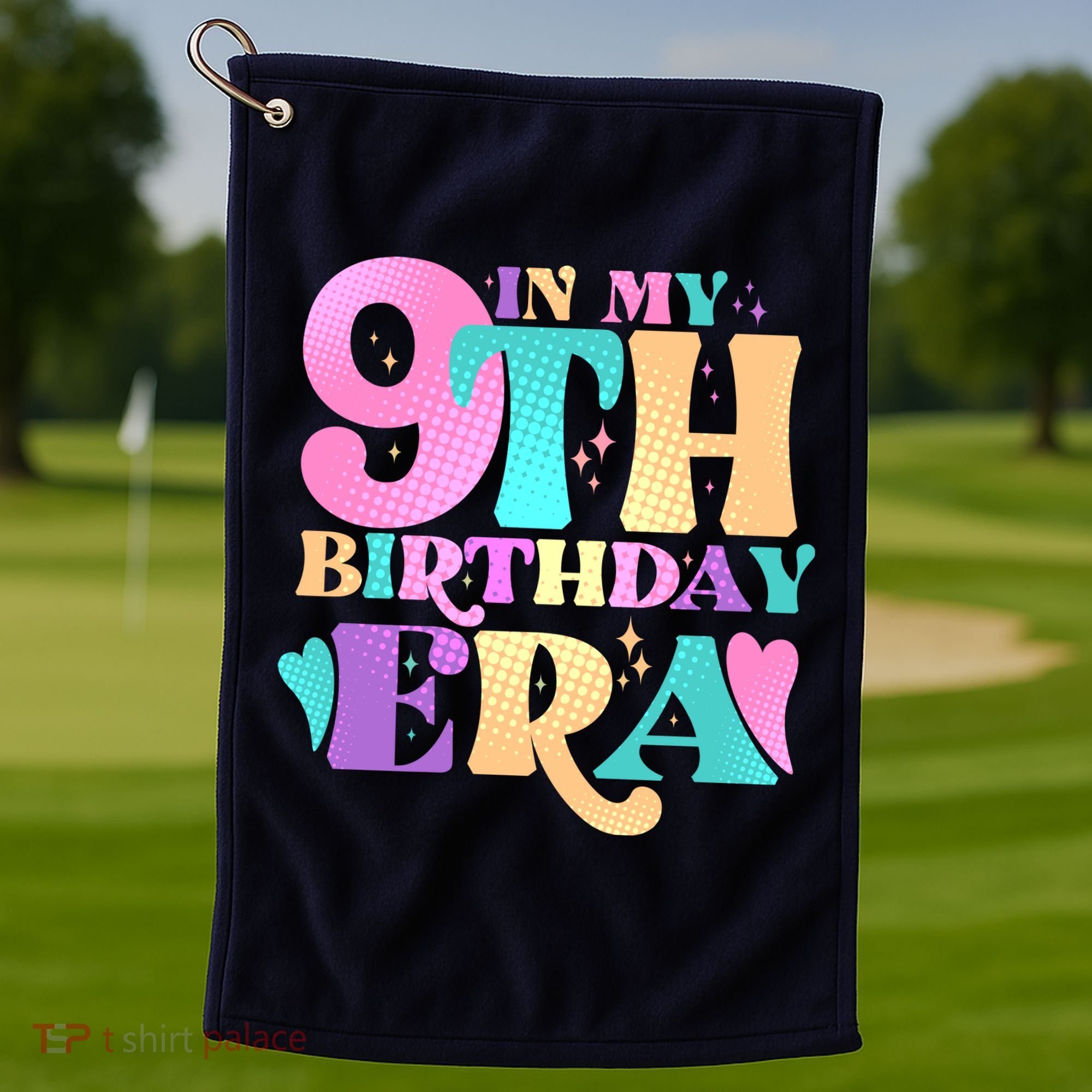 Cute Retro In My 9th Birthday Era Golf Towel