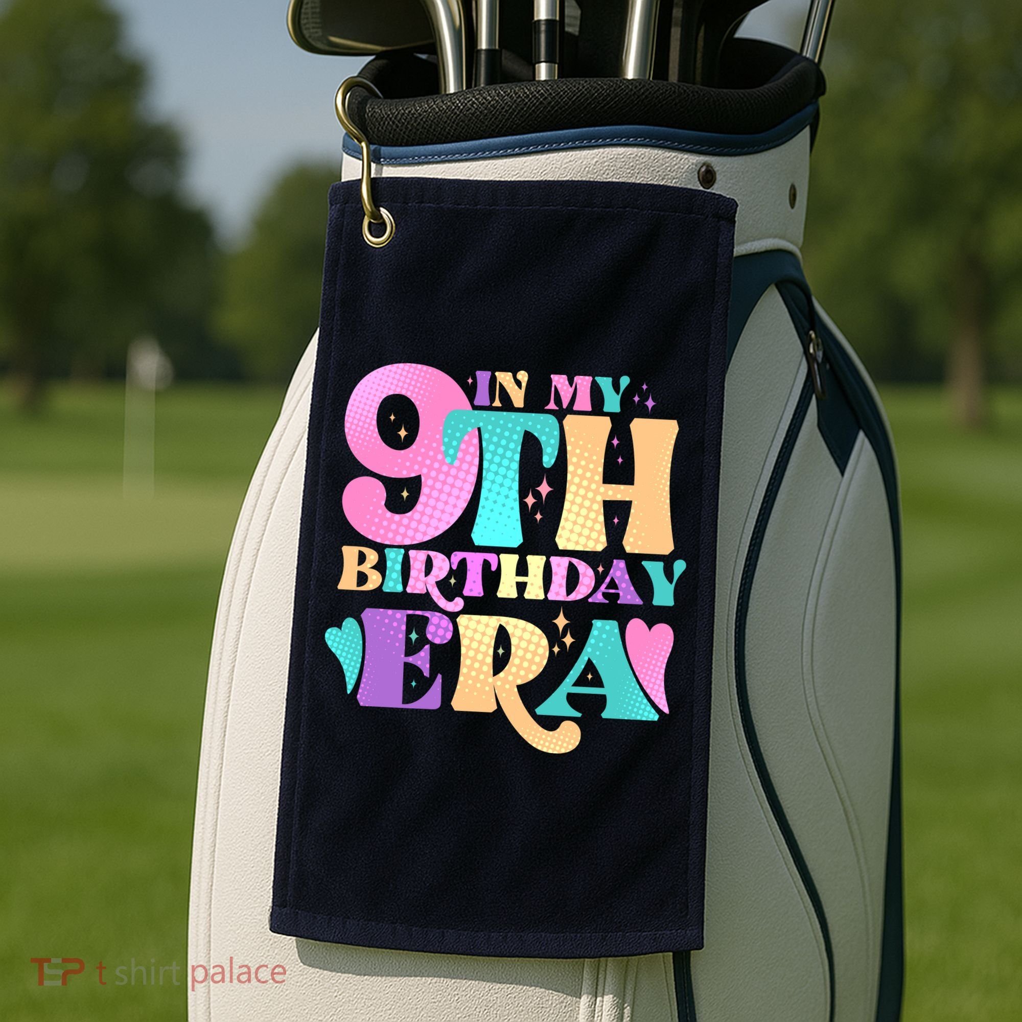 Cute Retro In My 9th Birthday Era Golf Towel