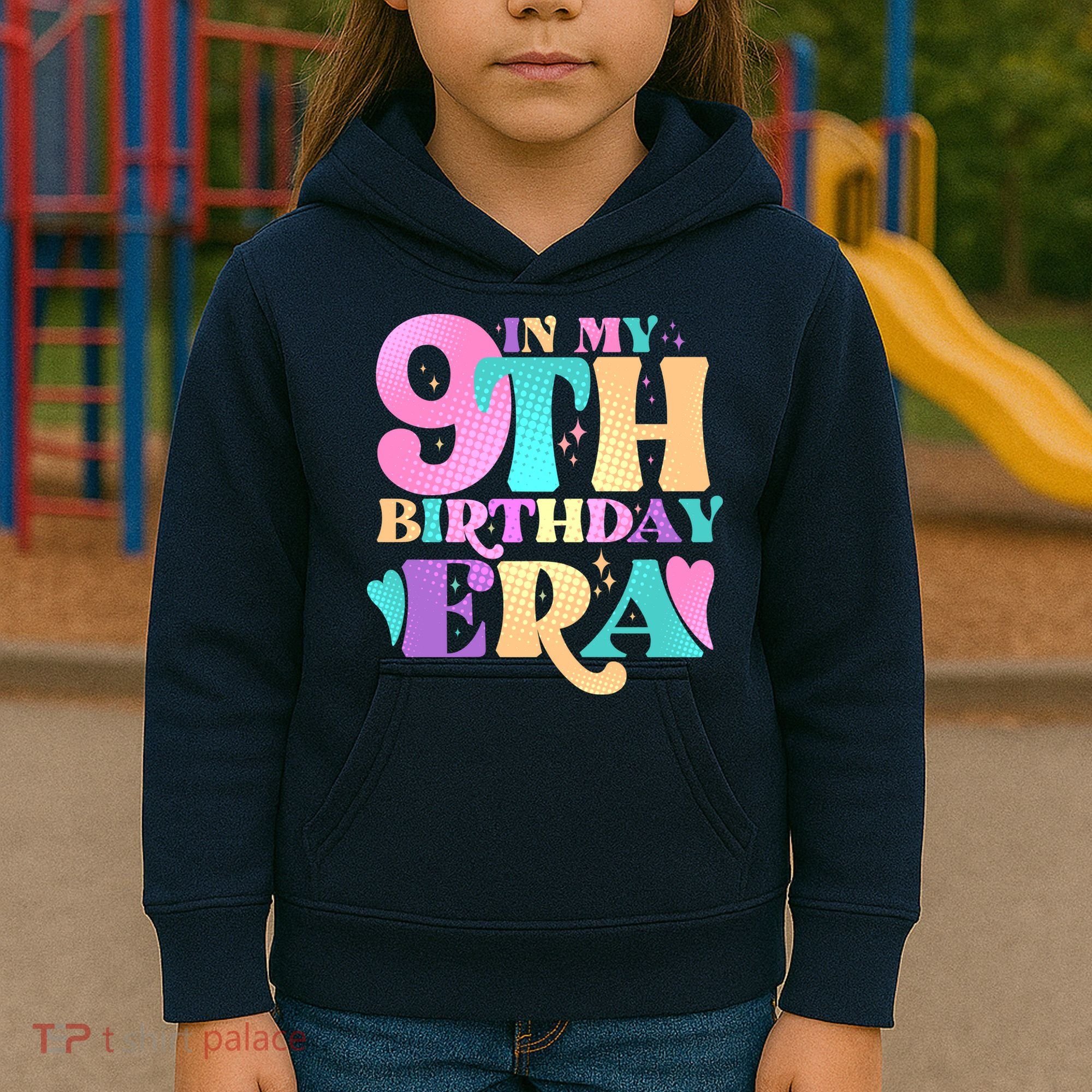 Cute Retro In My 9th Birthday Era Kids Hoodie