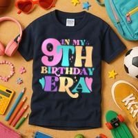 Cute Retro In My 9th Birthday Era Kids T-Shirt thumb 3