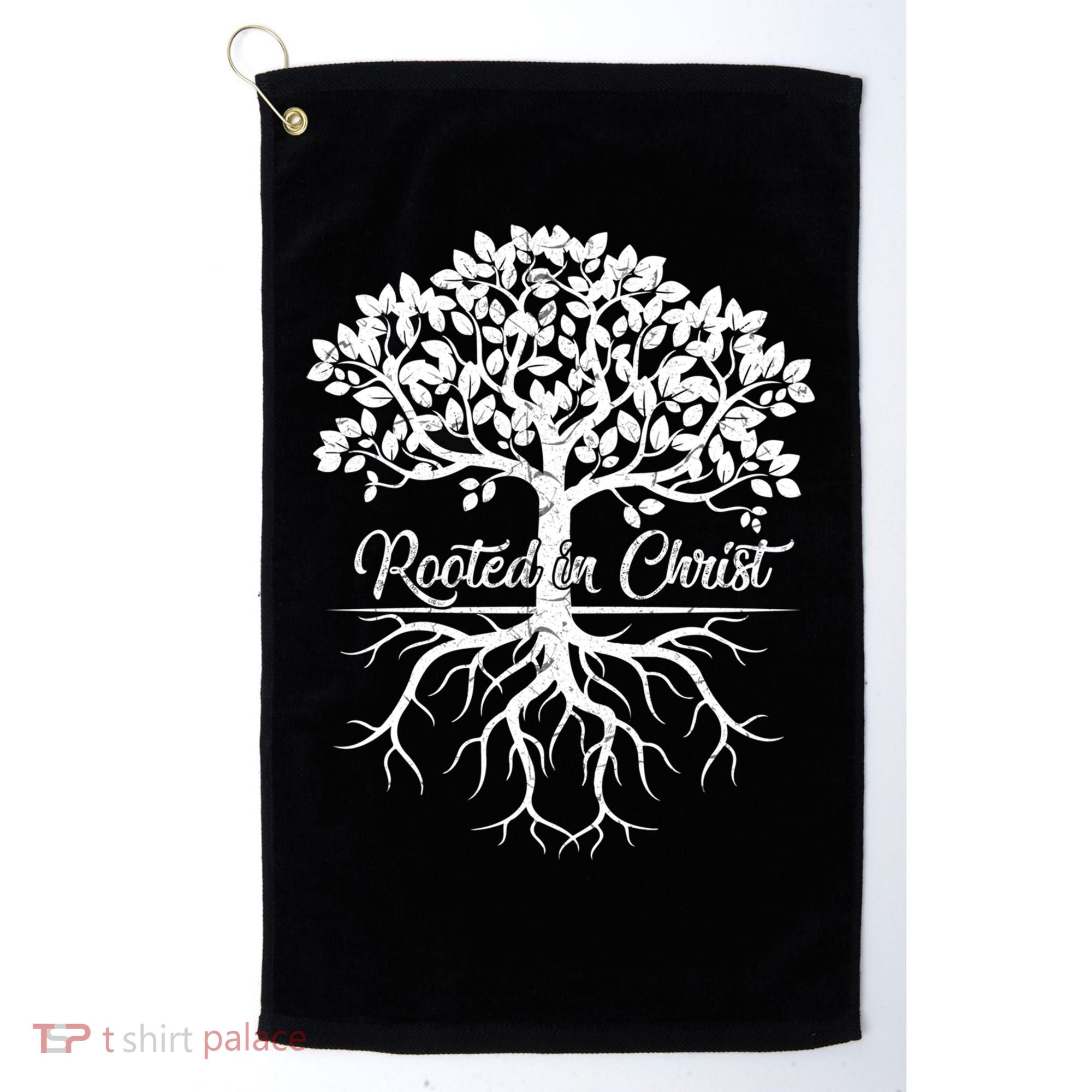 Cool Rooted In Chriscute Gift Christian Faith Gift Bible Verse Funny Gift Golf Towel