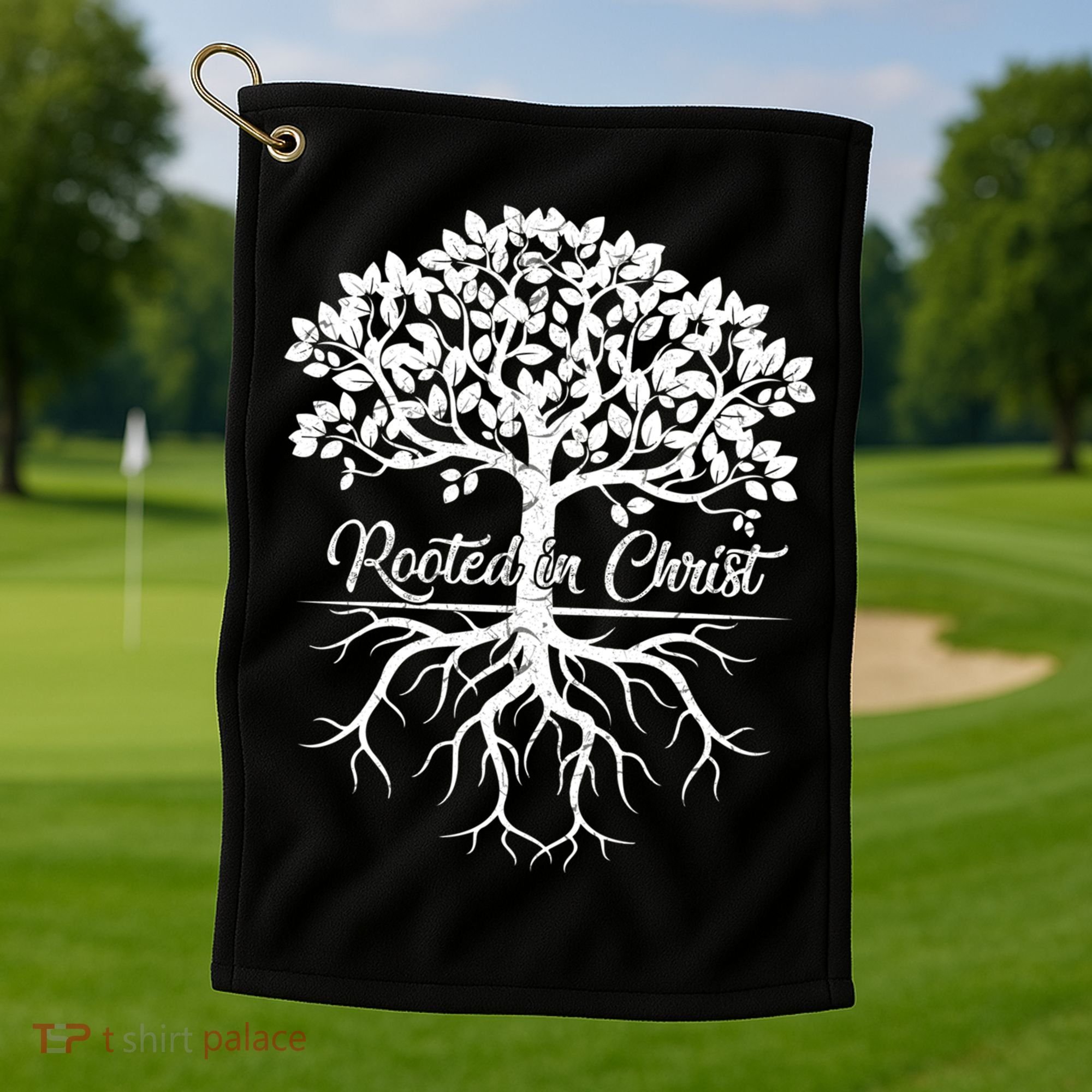 Cool Rooted In Chriscute Gift Christian Faith Gift Bible Verse Funny Gift Golf Towel