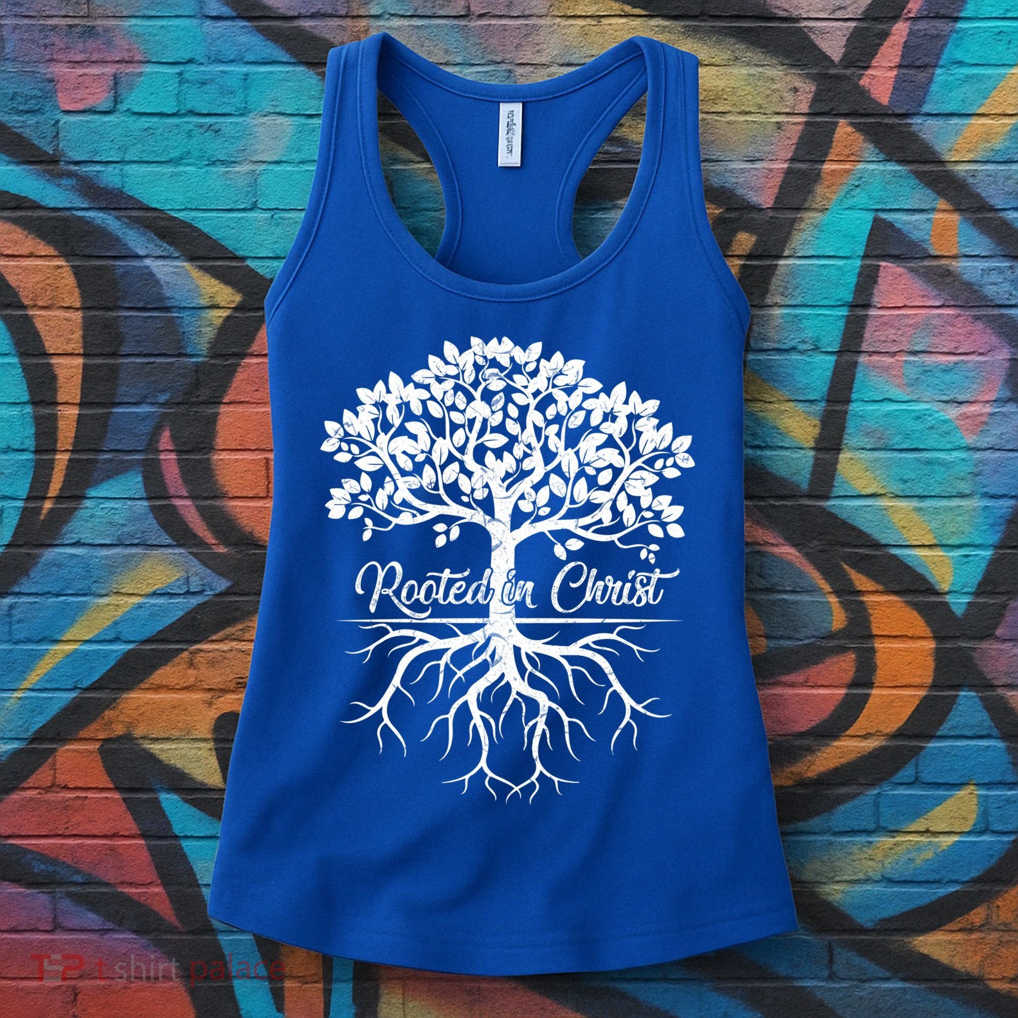 Cool Rooted In Chriscute Gift Christian Faith Gift Bible Verse Funny Gift Women's Tank Top