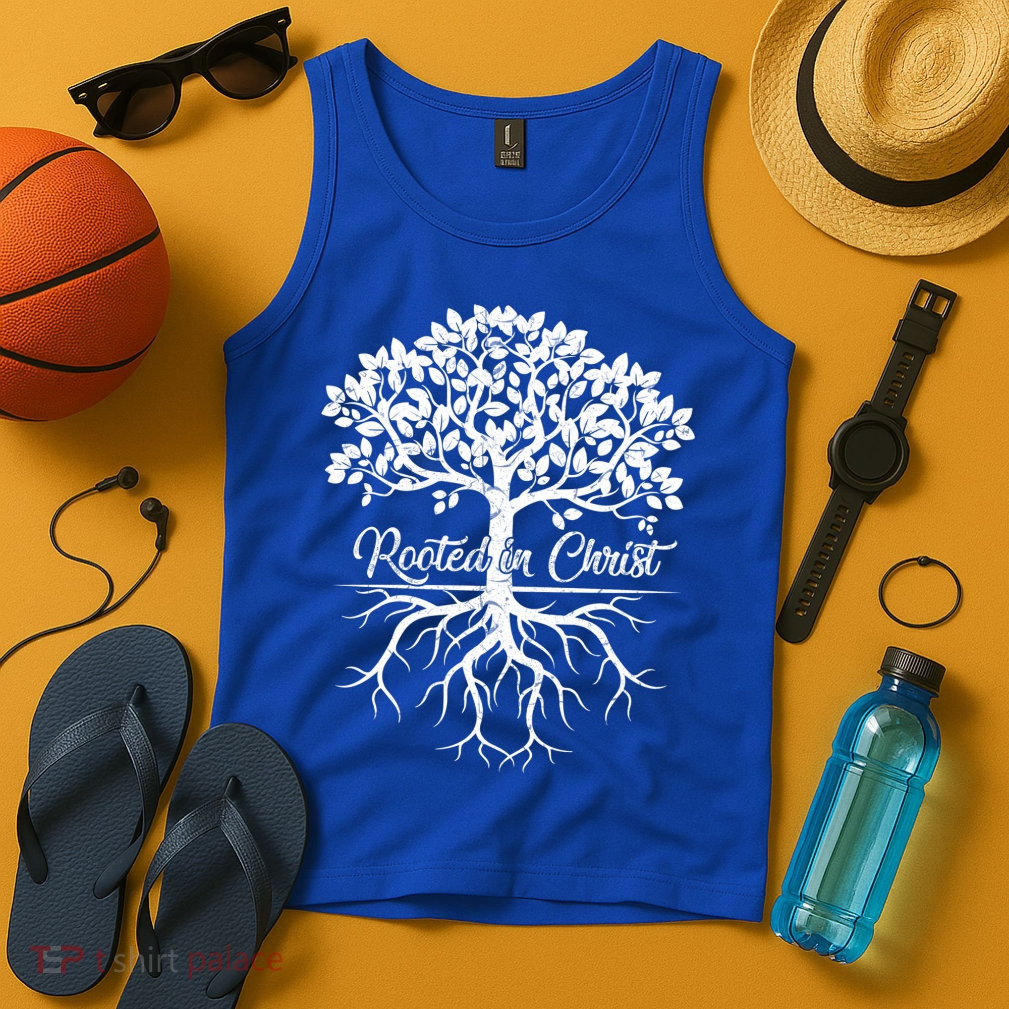 Cool Rooted In Chriscute Gift Christian Faith Gift Bible Verse Funny Gift Tank Top