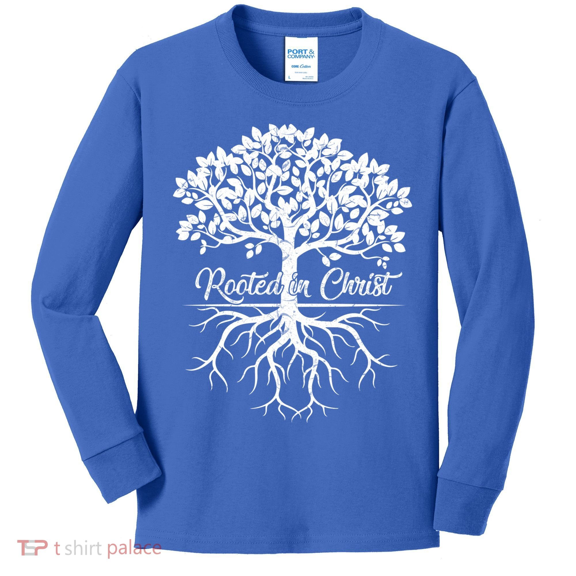 Cool Rooted In Chriscute Gift Christian Faith Gift Bible Verse Funny Gift Kids Long Sleeve Shirt