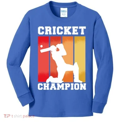Cricket Player Champion Kids Long Sleeve Shirt