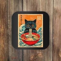 Cat Ramen Japanese Anime Funny Graphic Tees Kawaii Cat Coaster thumb 0