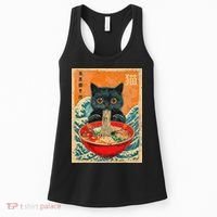 Cat Ramen Japanese Anime Funny Graphic Tees Kawaii Cat Women's Tank Top thumb 0