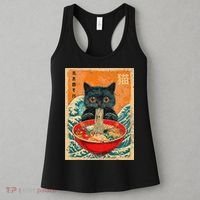 Cat Ramen Japanese Anime Funny Graphic Tees Kawaii Cat Women's Tank Top thumb 3