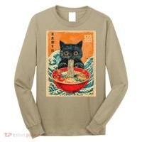 Cat Ramen Japanese Anime Funny Graphic Tees Kawaii Cat Long Sleeve Shirt thumb 0