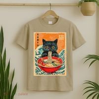 Cat Ramen Japanese Anime Funny Graphic Tees Kawaii Cat T-Shirt thumb 2