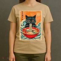 Cat Ramen Japanese Anime Funny Graphic Tees Kawaii Cat T-Shirt thumb 4