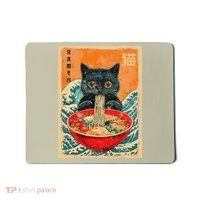 Cat Ramen Japanese Anime Funny Graphic Tees Kawaii Cat Mousepad thumb 0