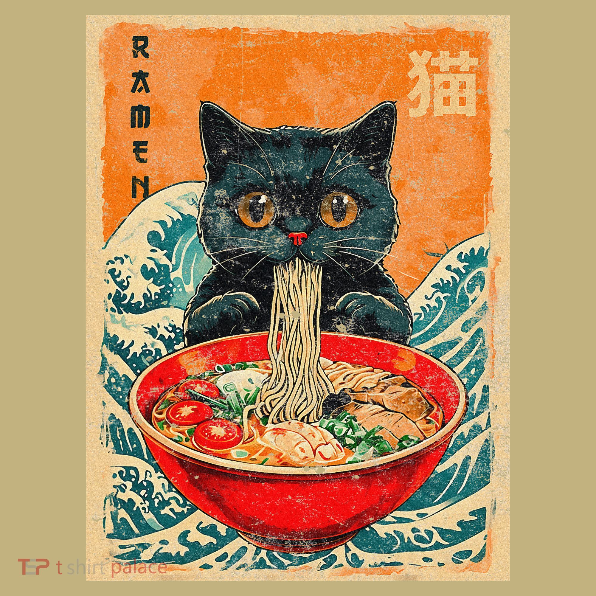 Cat Ramen Japanese Anime Funny Graphic Tees Kawaii Cat Mousepad