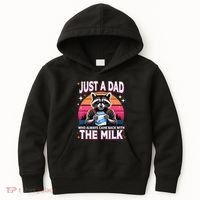 Cute Raccoon Just A Dad Who Always Came Back With The Milk Kids Hoodie thumb 0