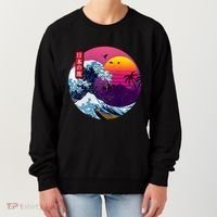 Cool Retro Japanese Sunset The Great Wave Off Kanagawa Women's Sweatshirt thumb 0