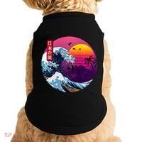 Cool Retro Japanese Sunset The Great Wave Off Kanagawa Doggie Tank thumb 0