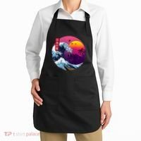 Cool Retro Japanese Sunset The Great Wave Off Kanagawa Apron thumb 2