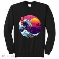 Cool Retro Japanese Sunset The Great Wave Off Kanagawa Sweatshirt thumb 0