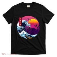 Cool Retro Japanese Sunset The Great Wave Off Kanagawa T-Shirt thumb 0