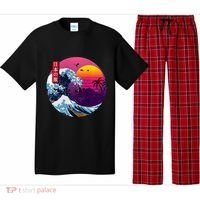 Cool Retro Japanese Sunset The Great Wave Off Kanagawa Pajama Set thumb 0