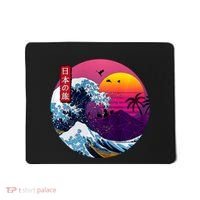 Cool Retro Japanese Sunset The Great Wave Off Kanagawa Mousepad thumb 0