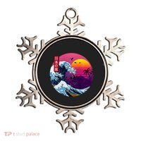 Cool Retro Japanese Sunset The Great Wave Off Kanagawa Ornament thumb 0