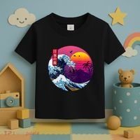 Cool Retro Japanese Sunset The Great Wave Off Kanagawa Toddler T-Shirt thumb 3