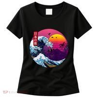 Cool Retro Japanese Sunset The Great Wave Off Kanagawa Women's T-Shirt thumb 0