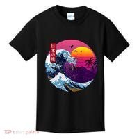 Cool Retro Japanese Sunset The Great Wave Off Kanagawa Kids T-Shirt thumb 0