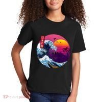Cool Retro Japanese Sunset The Great Wave Off Kanagawa Kids T-Shirt thumb 2