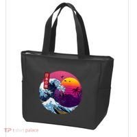 Cool Retro Japanese Sunset The Great Wave Off Kanagawa Tote Bag thumb 3