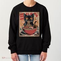 Cat Ramen Japanese Funny Graphic Kawaii Cat Anime Women's Sweatshirt thumb 0