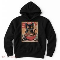 Cat Ramen Japanese Funny Graphic Kawaii Cat Anime Hoodie thumb 0