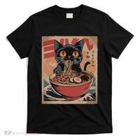 Cat Ramen Japanese Funny Graphic Kawaii Cat Anime T-Shirt thumb 0