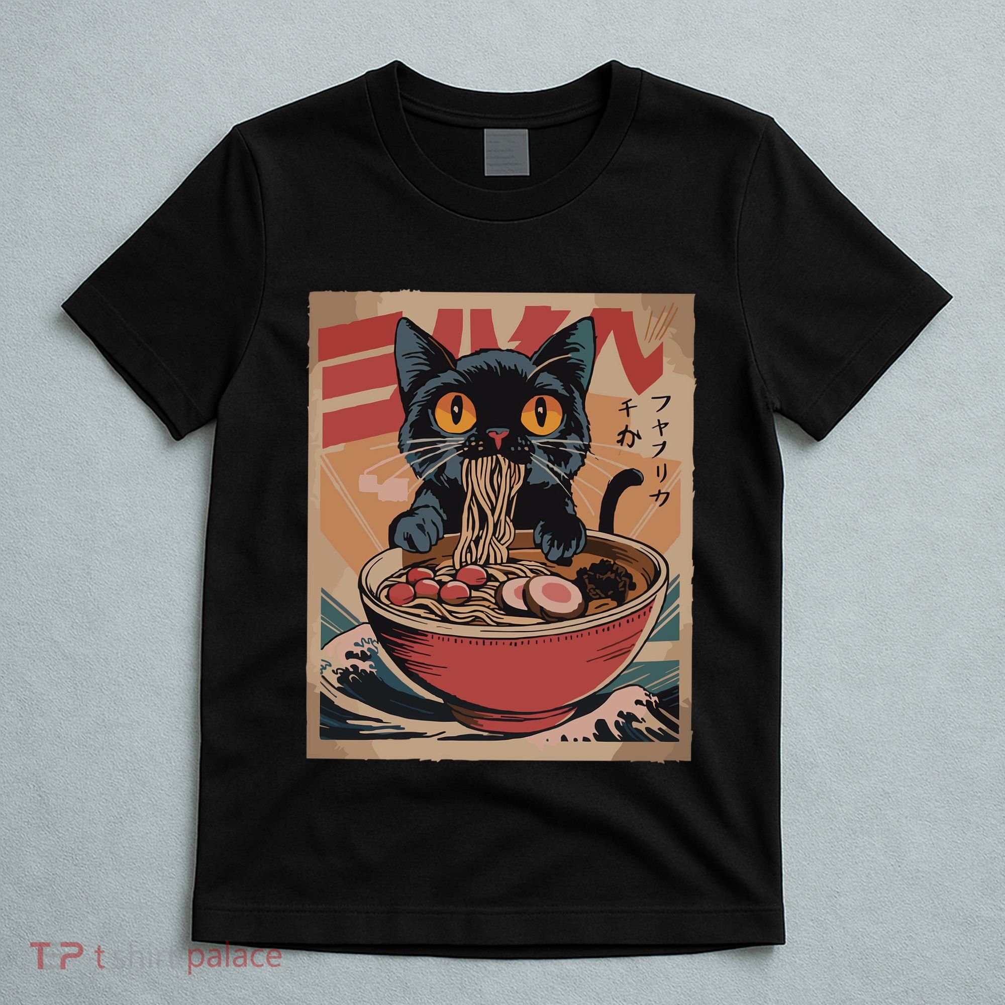 Cat Ramen Japanese Funny Graphic Kawaii Cat Anime T-Shirt