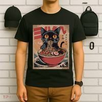 Cat Ramen Japanese Funny Graphic Kawaii Cat Anime T-Shirt thumb 6